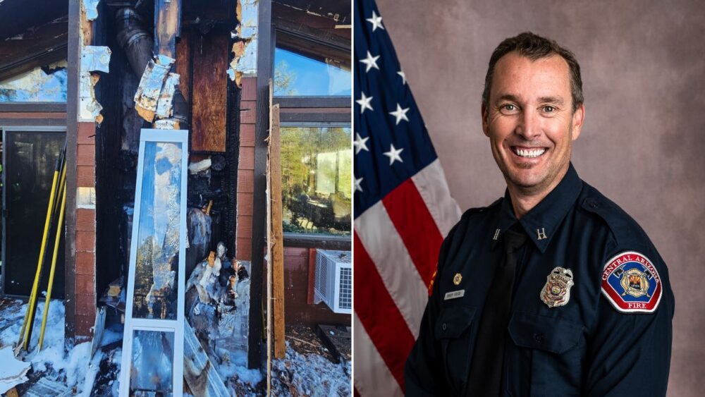 An off-duty Arizona fire captain helped two people escape from their burning home earlier this mont...
