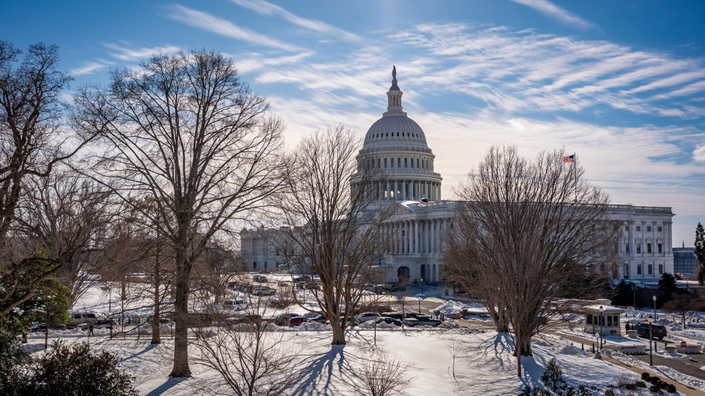 The Capitol is seen from the Russell Senate Office Building as lawmakers argue on whether to move f...