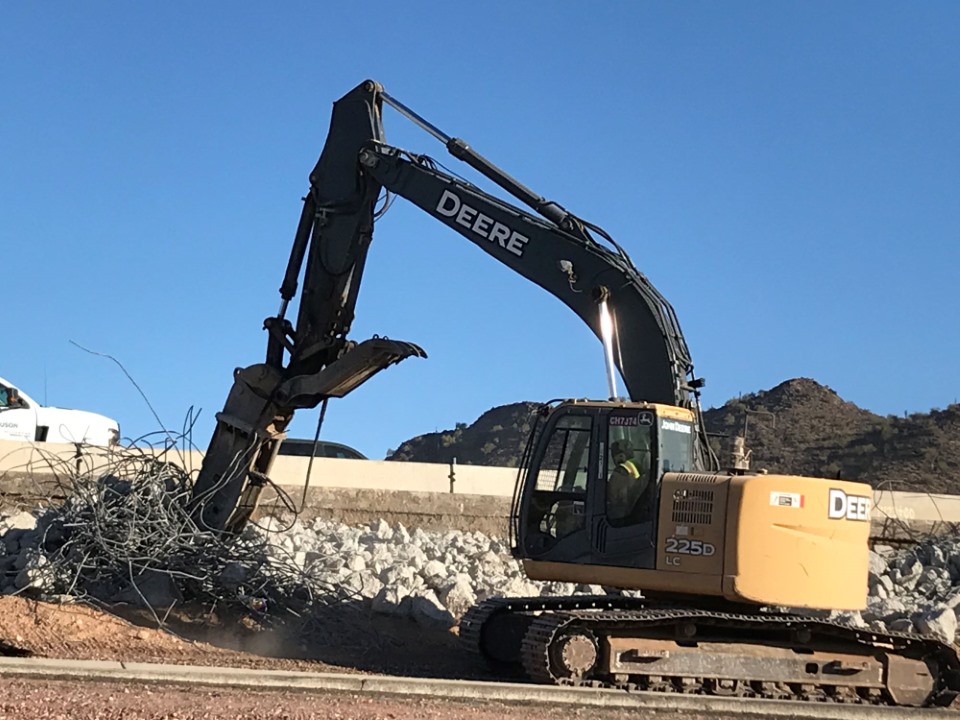 Construction vehicle as roadwork begins in Feb.1 on 75th Avenue at Loop 101. (Photo Courtesy of ADO...