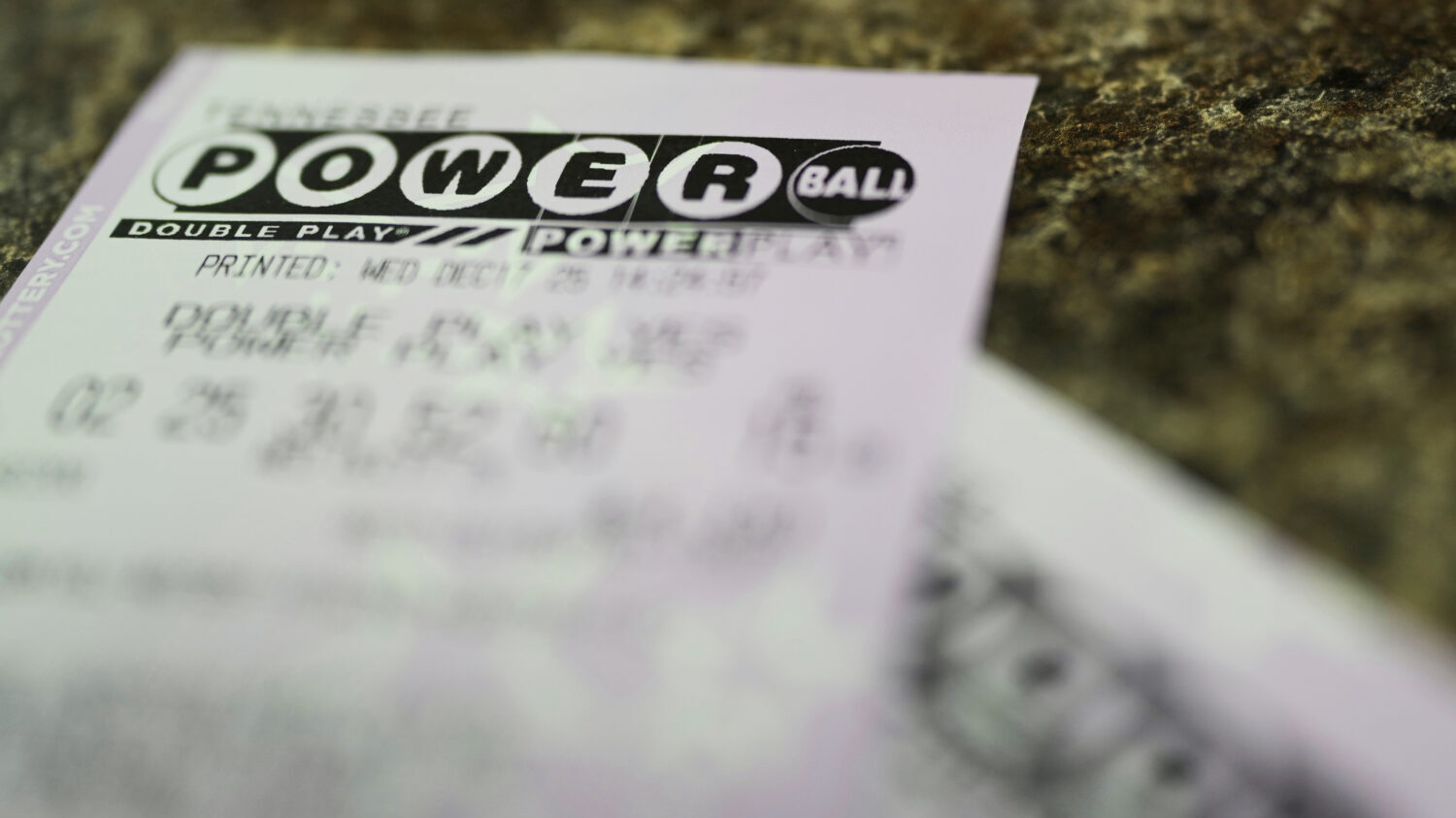 Powerball lottery tickets are seen Wednesday, Dec. 17, 2025, in Nashville, Tenn. (AP Photo/George W...