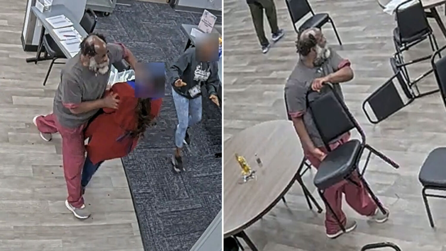 Screenshots of surveillance video provided by the Tempe Police Department show an intruder attackin...