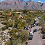 Aerial view over the scene of the investigation into the disappearance of Nancy Guthrie in Tucson. (KTAR News photo/Heidi Hommel)
