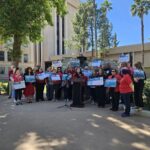 Arizona educators rally at the state Capitol to protest several legislative actions. (Shira Tanzer/KTAR News)
