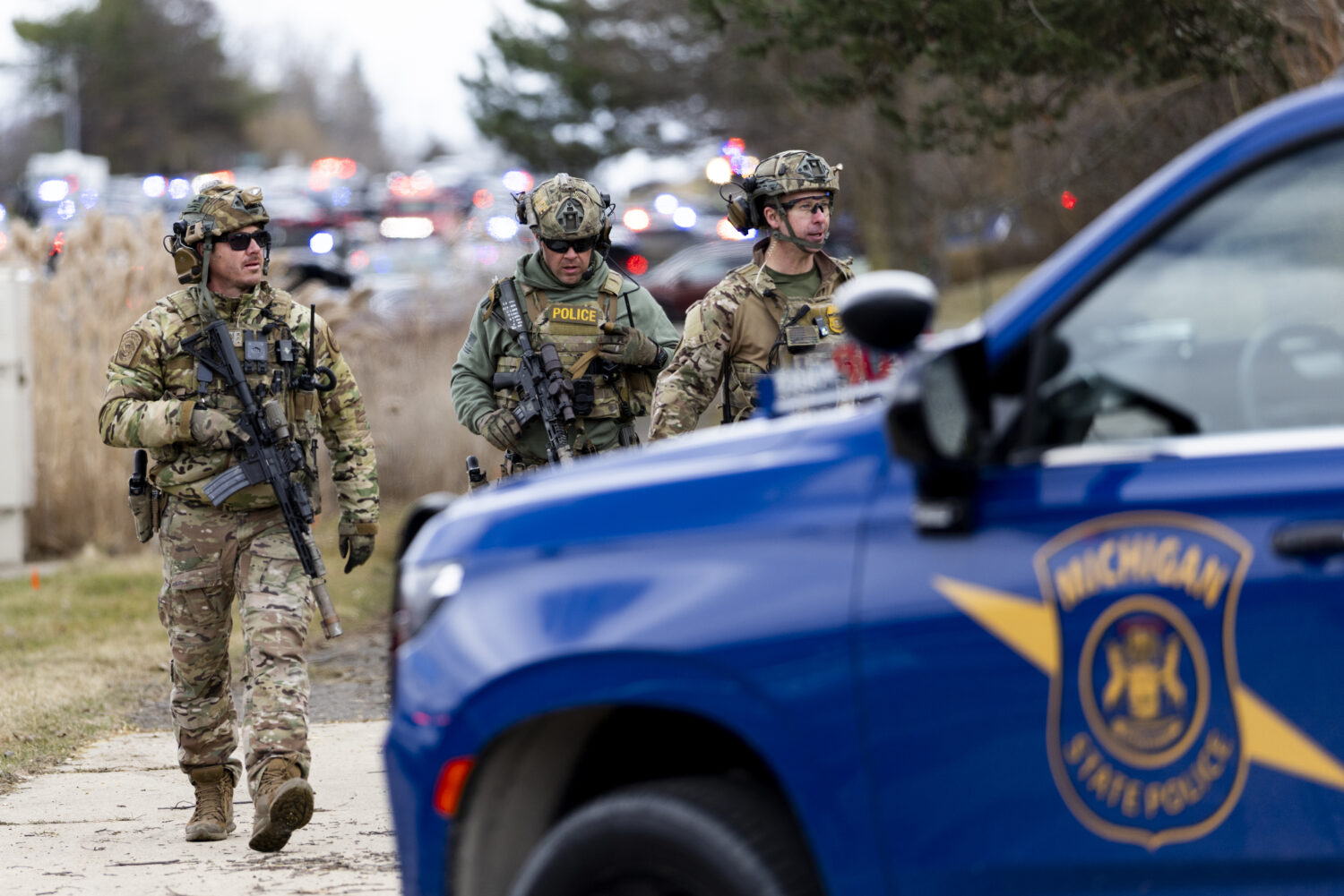 WEST BLOOMFIELD, MICHIGAN - MARCH 12: Law enforcement respond near Temple Israel following reports ...