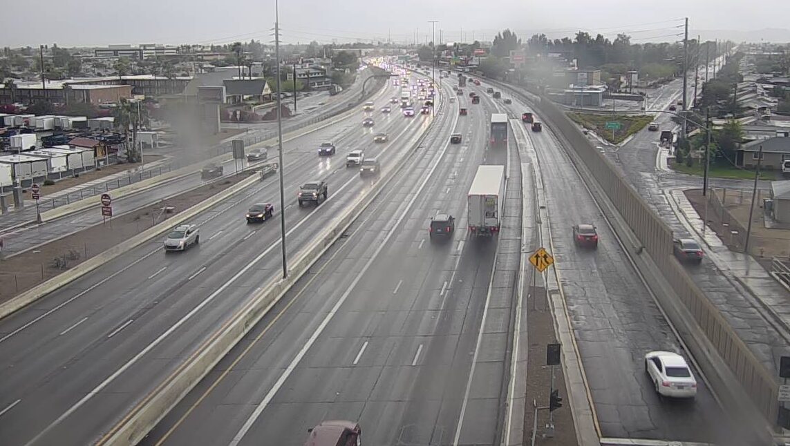 Scattered showers were sweeping over parts of the Valley as some motorists made their way home on M...