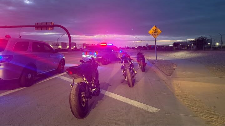 Three motorcyclists were arrested after they raced past an Arizona Department of Public Safety stat...