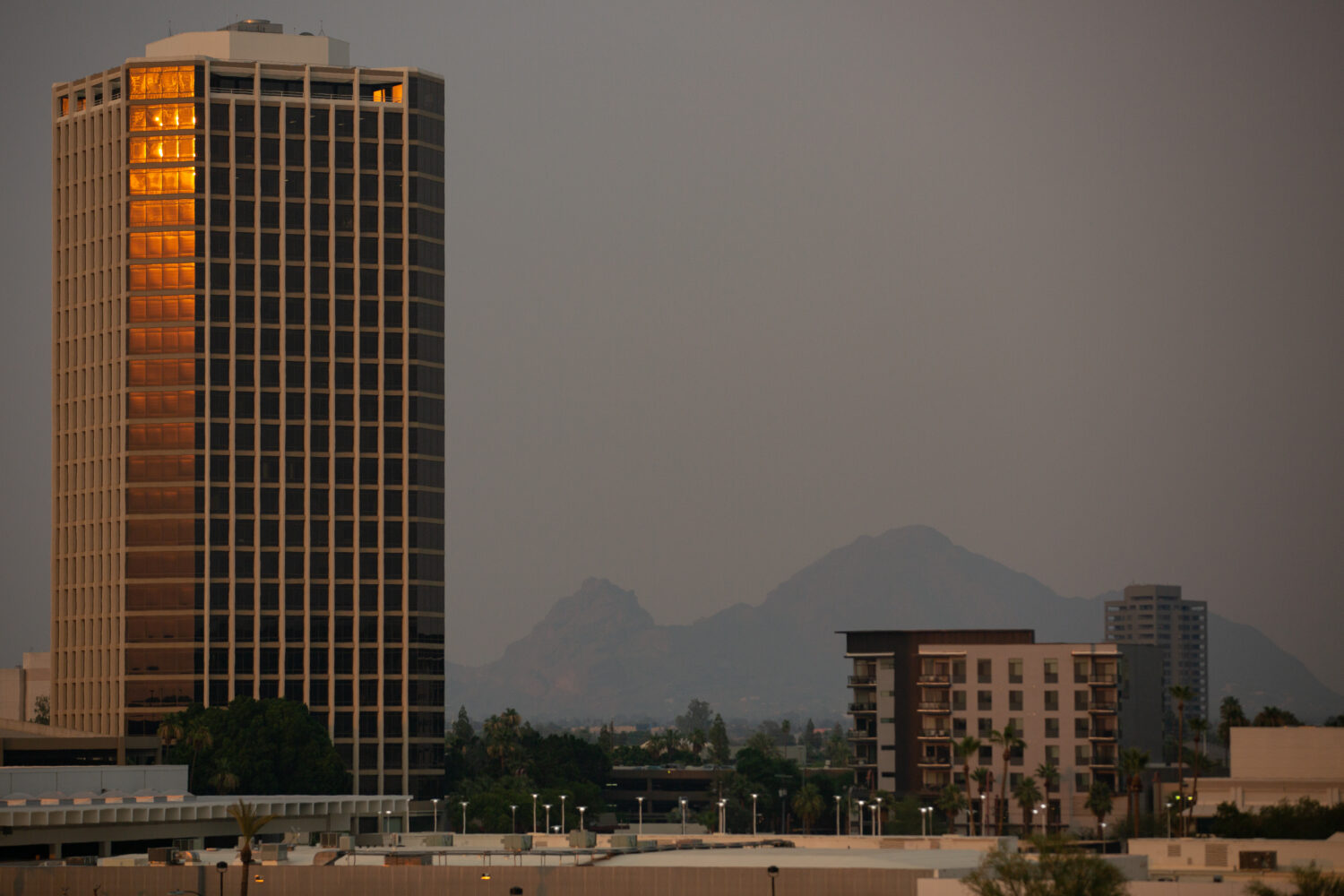 FILE: Camelback Mountain is visible through hazy, dust and hot air on June 15, 2021 (Photo by Caitl...