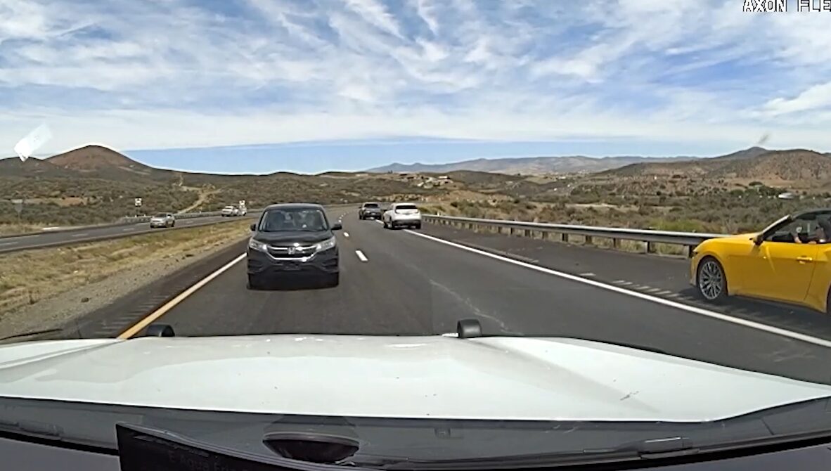 A wrong way driver was arrested Thursday on suspected DUI. No one was injured. (Screengrab from Yav...