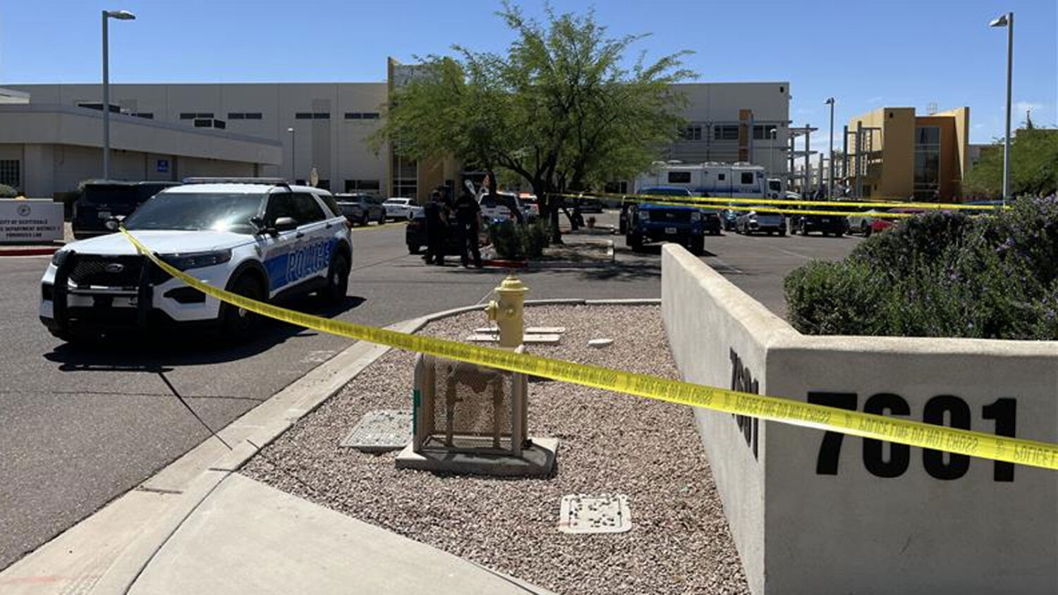 A suspect was hospitalized after a shooting involving officers at a Scottsdale police station Thurs...