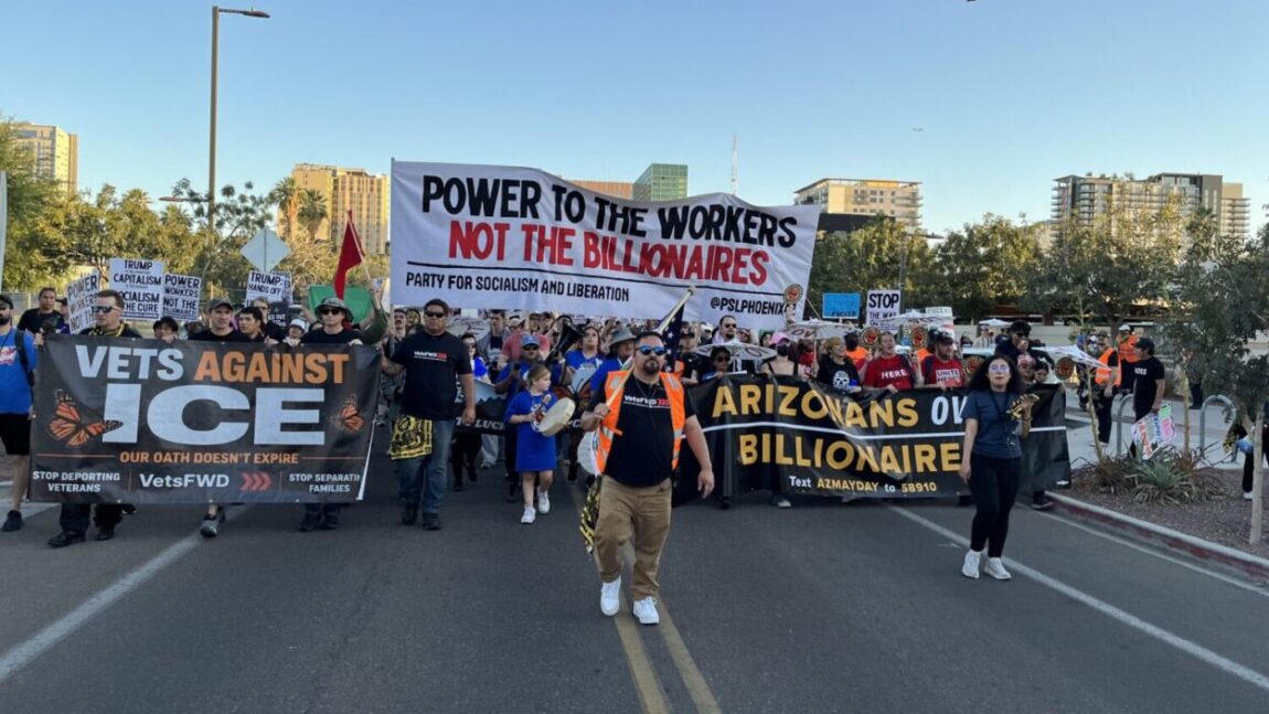 People gathered around the Valley on Friday for May Day protests, which were meant to speak out aga...