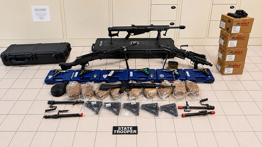 Multiple guns and thousands of rounds of ammunition believed to be headed to Mexico were seized by ...