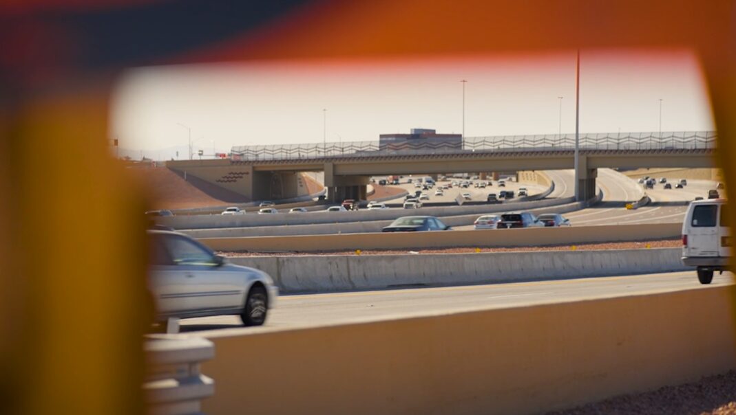 Traffic moves through an Arizona freeway interchange as the state heads into Memorial Day weekend w...