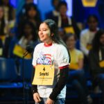 Smriti Parajuli, 14, of Yuma, Ariz., competes during the first preliminary round of the Scripps National Spelling Bee, Tuesday, May 26, 2026, in Washington. (AP Photo/Allison Robbert)