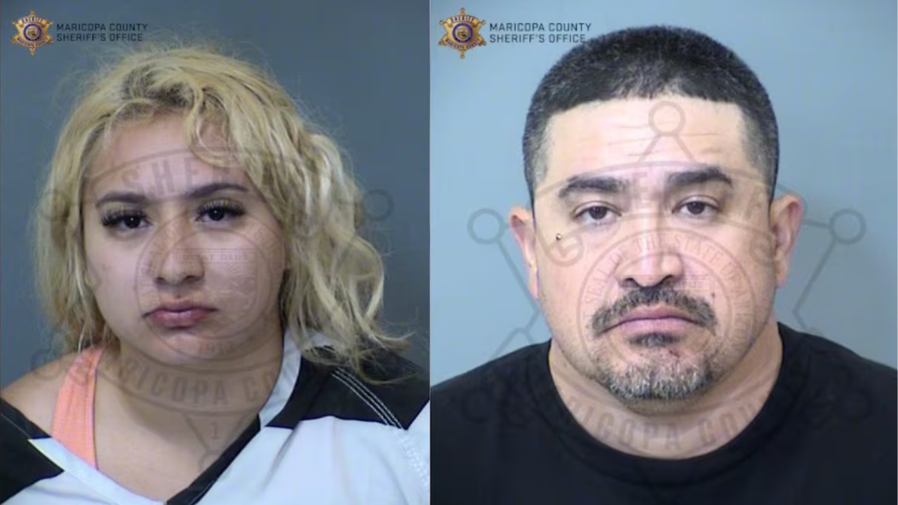 Beyonce Burruel, left, and Dario Burruel were arrested after a fight with Maricopa County sheriff's...