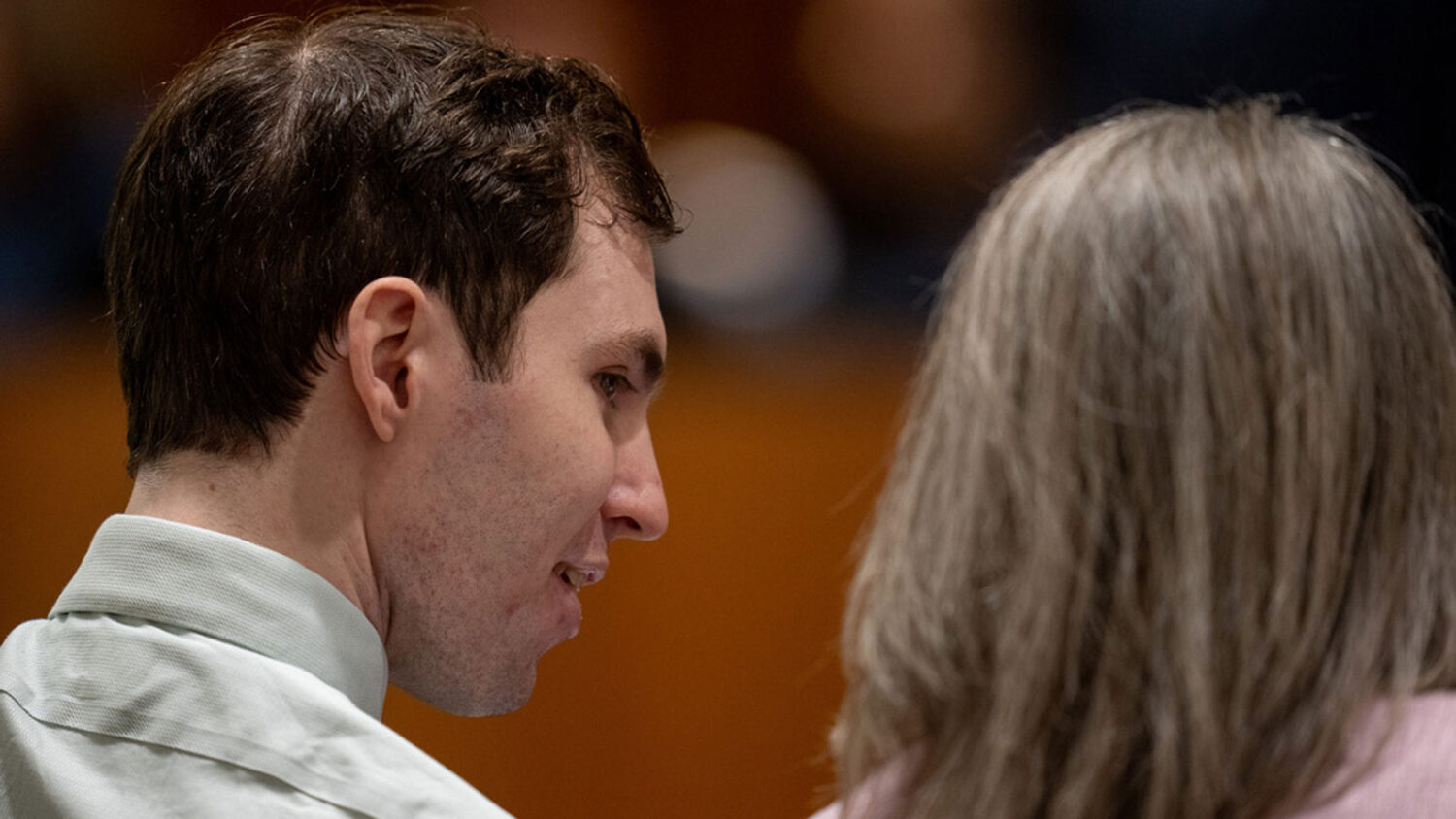 Tyler Robinson, left, accused in the fatal shooting of Charlie Kirk, appears during a hearing in th...