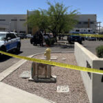 The scene after a shooting at a Scottsdale police station. (KTAR News photo/Balin Overstolz-McNair)