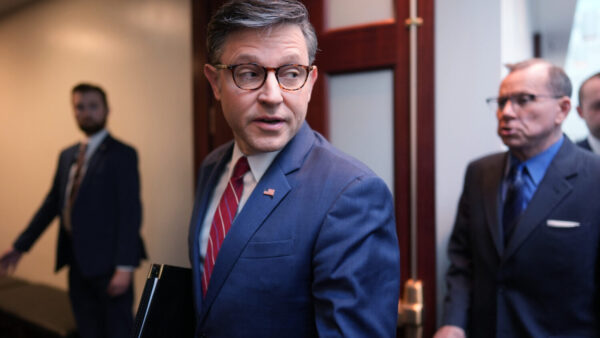 Speaker of the House Mike Johnson arrives for an early-morning meeting with fellow Republicans at the Capitol in Washington, Wednesday, June 3, 2026. (AP Photo/J. Scott Applewhite)