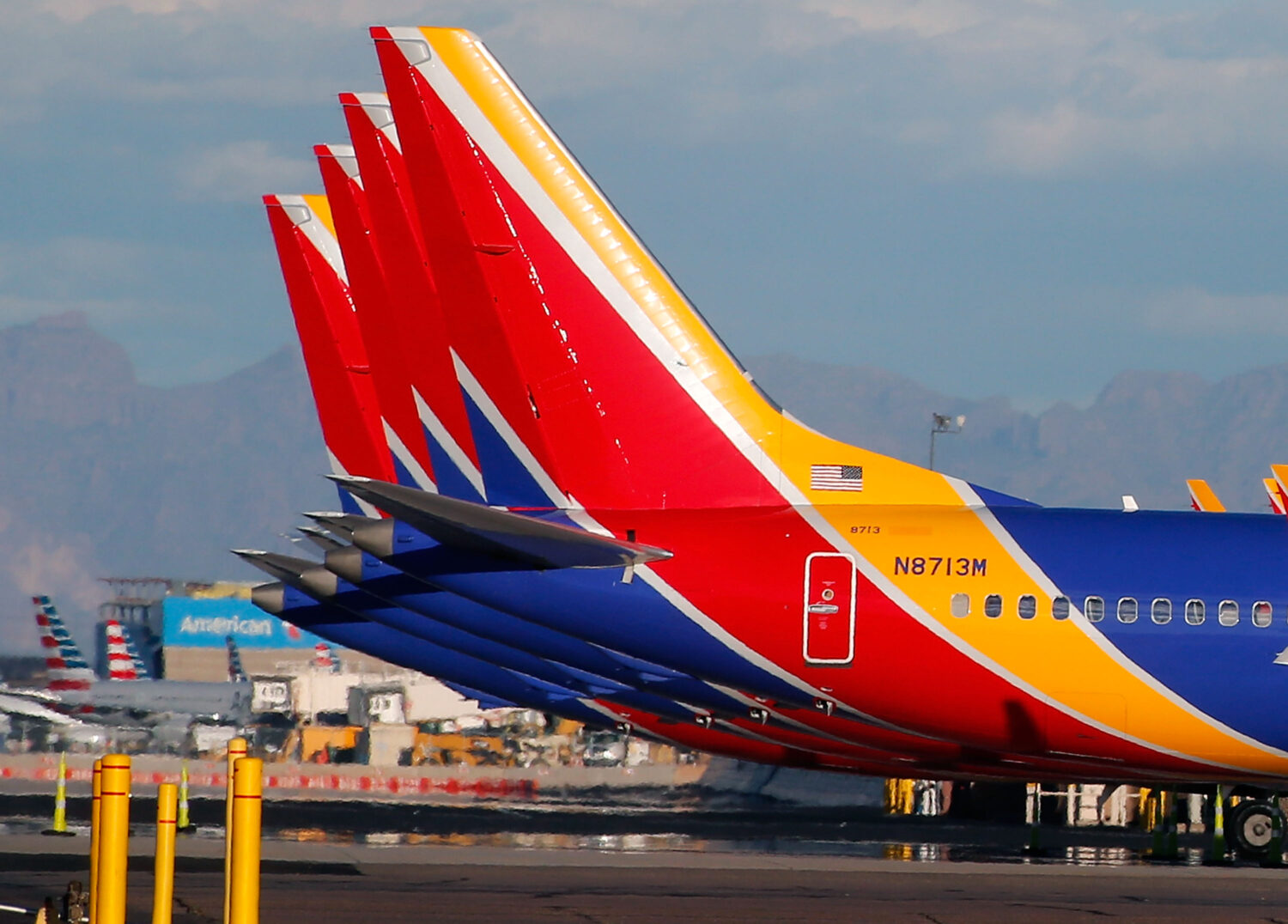 Southwest Airlines Boeing 737 aircraft sit on the tarmac at Phoenix Sky Harbor International Airpor...