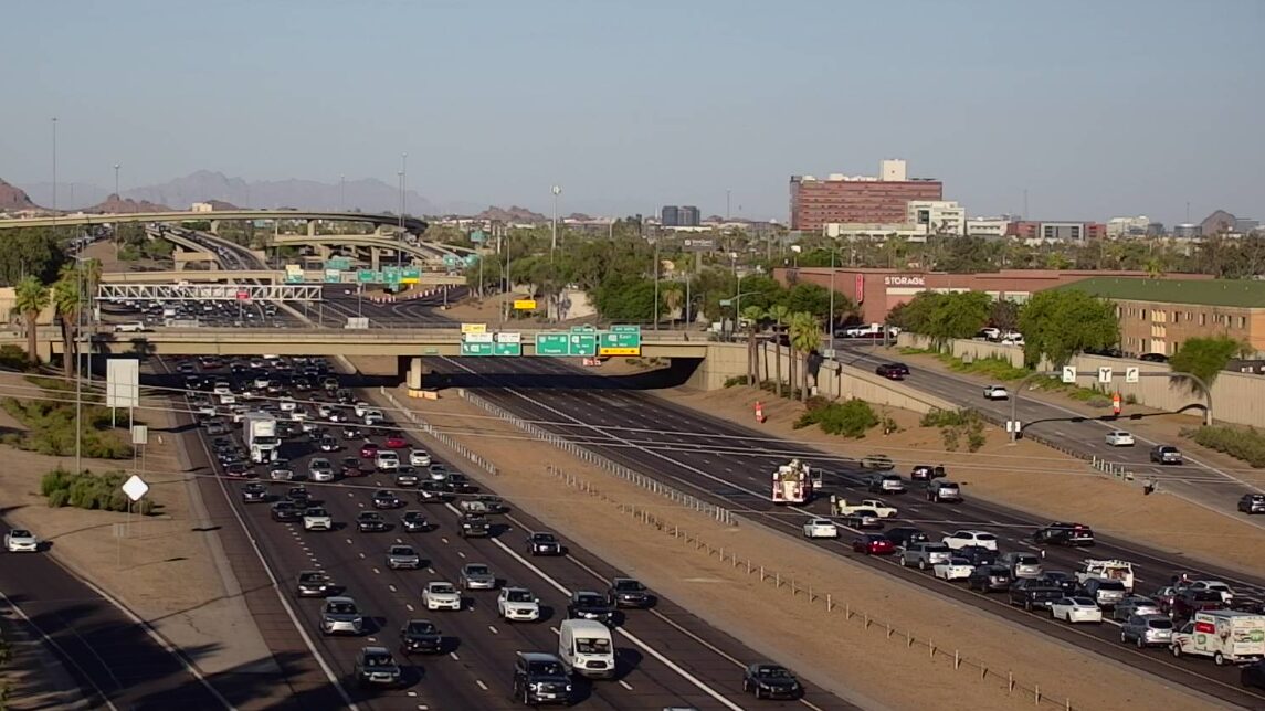 Interstate 10 was temporarily blocked by a vehicle fire...