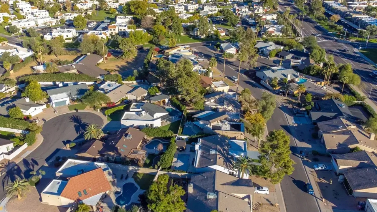 A Scottsdale neighborhood seen from above. The city's new ordinance targets short-term rentals bein...