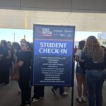 Students prepare to leave on the Arizona Cardinal's Civics Matters trip. (Shira Tanzer/KTAR News)