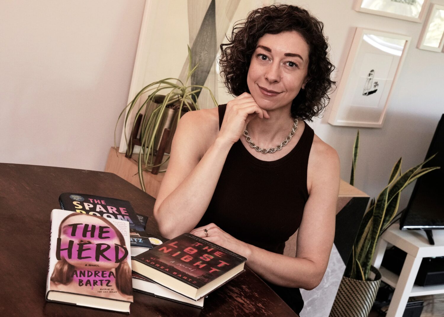 FILE - Thriller novelist Andrea Bartz is photographed in her home, in the Brooklyn borough of New Y...