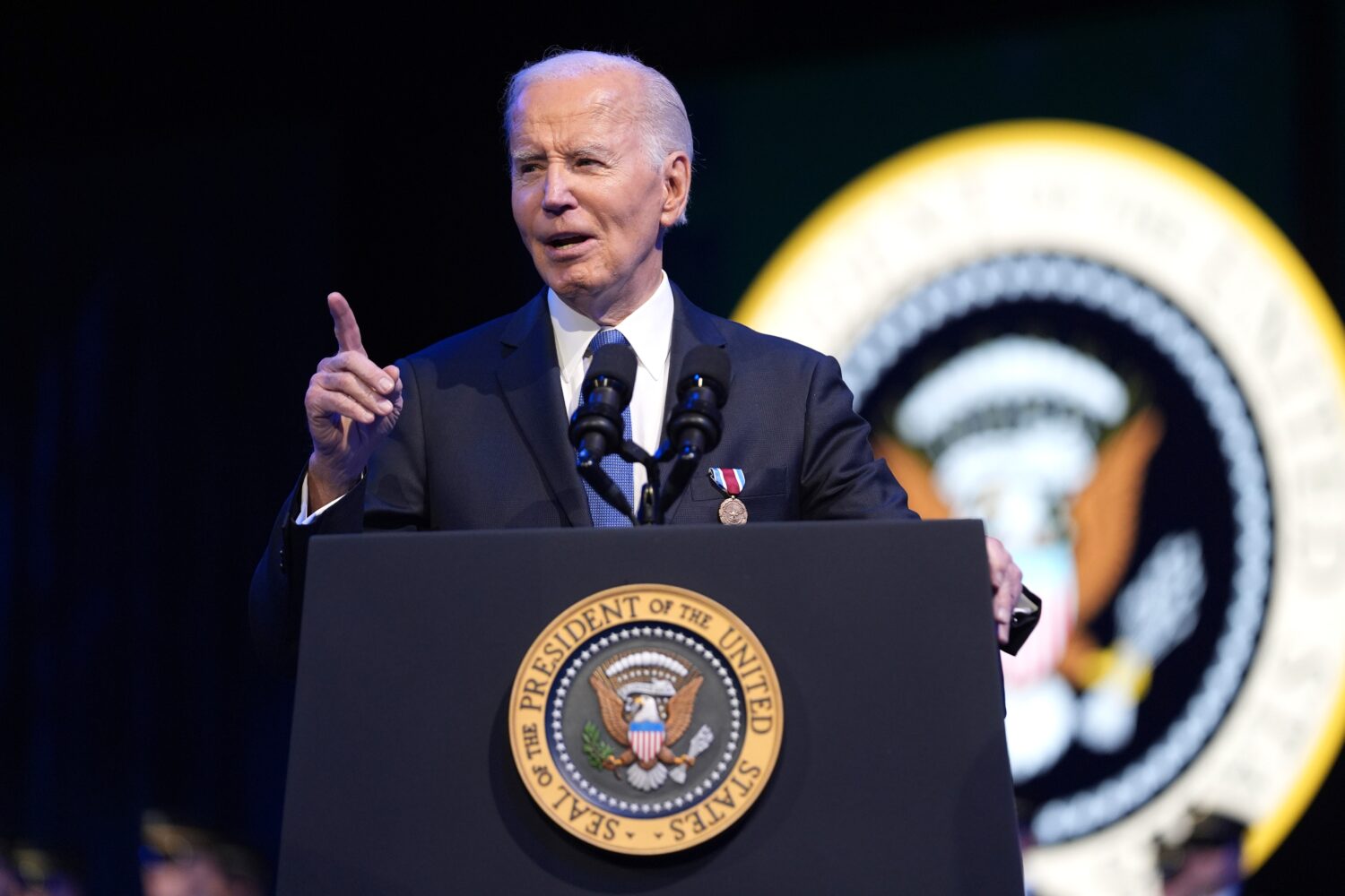 FILE - President Joe Biden speaks during a Department of Defense Commander in Chief farewell ceremo...