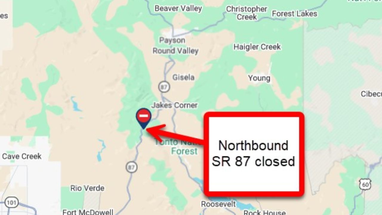 Brush fire closes northbound lanes of State Route 87 northeast of Phoenix...