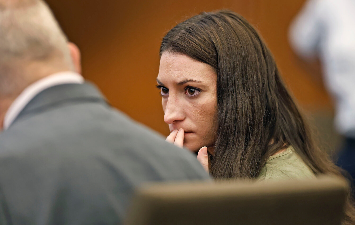 Clancy confers with her lawyer Kevin Reddington during her murder trial where she is charged in the...