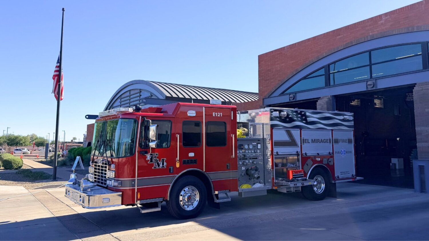 City officials and firefighters celebrated the arrival of the El Mirage Fire Department’s new Typ...