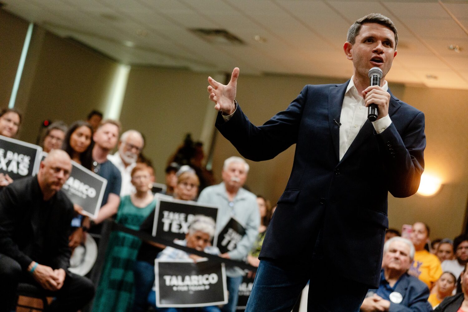 Democratic Senate candidate James Talarico speaks at a rally on Monday, July 13, 2026, in Eagle Pas...