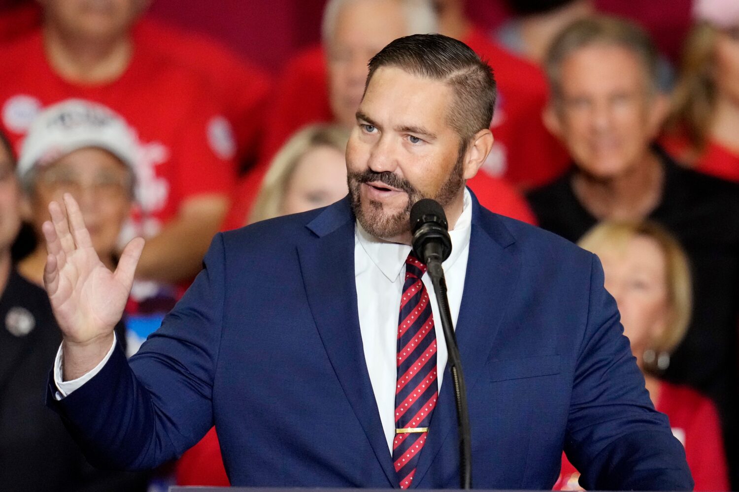 FILE - Maricopa County Recorder candidate Arizona state Rep. Justin Heap, R-Phoenix, speaks during ...