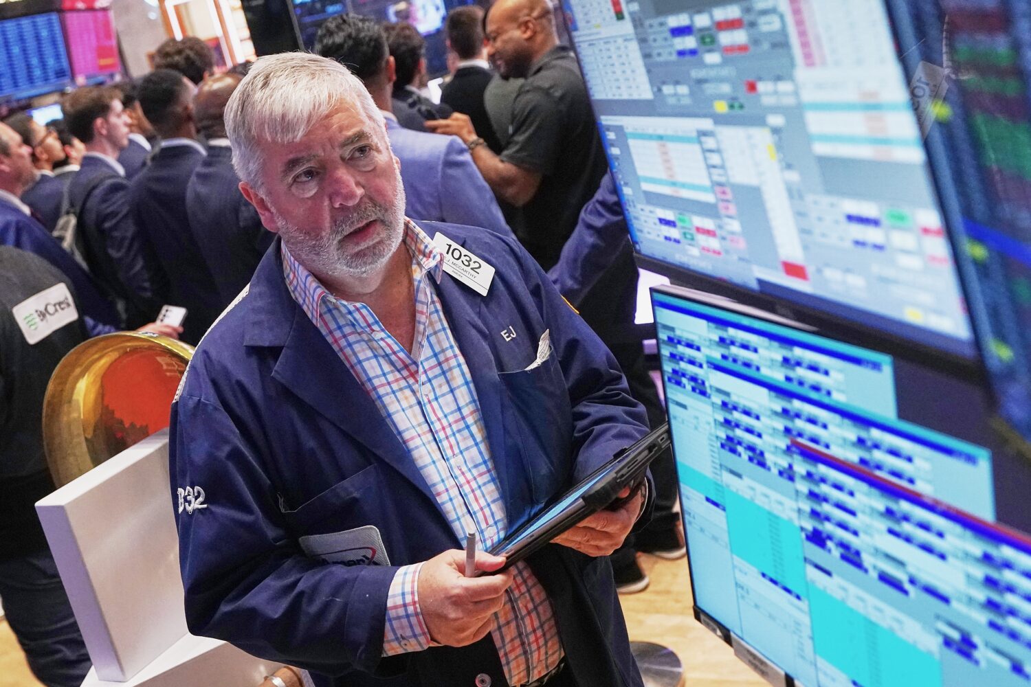 Trader Edward McCarthy works on the floor of the New York Stock Exchange, Thursday, June 25, 2026. ...