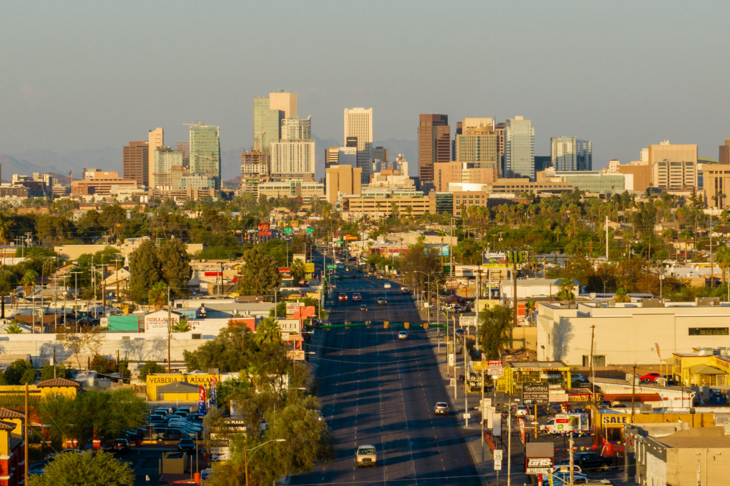 An aerial view of the downtown Phoenix skyline. Visitors to the Phoenix metro area spent a record $...