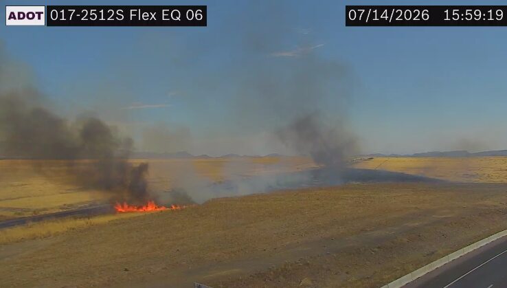 A brush fire closed northbound Interstate 17 north of Black Canyon City on Tuesday afternoon, autho...