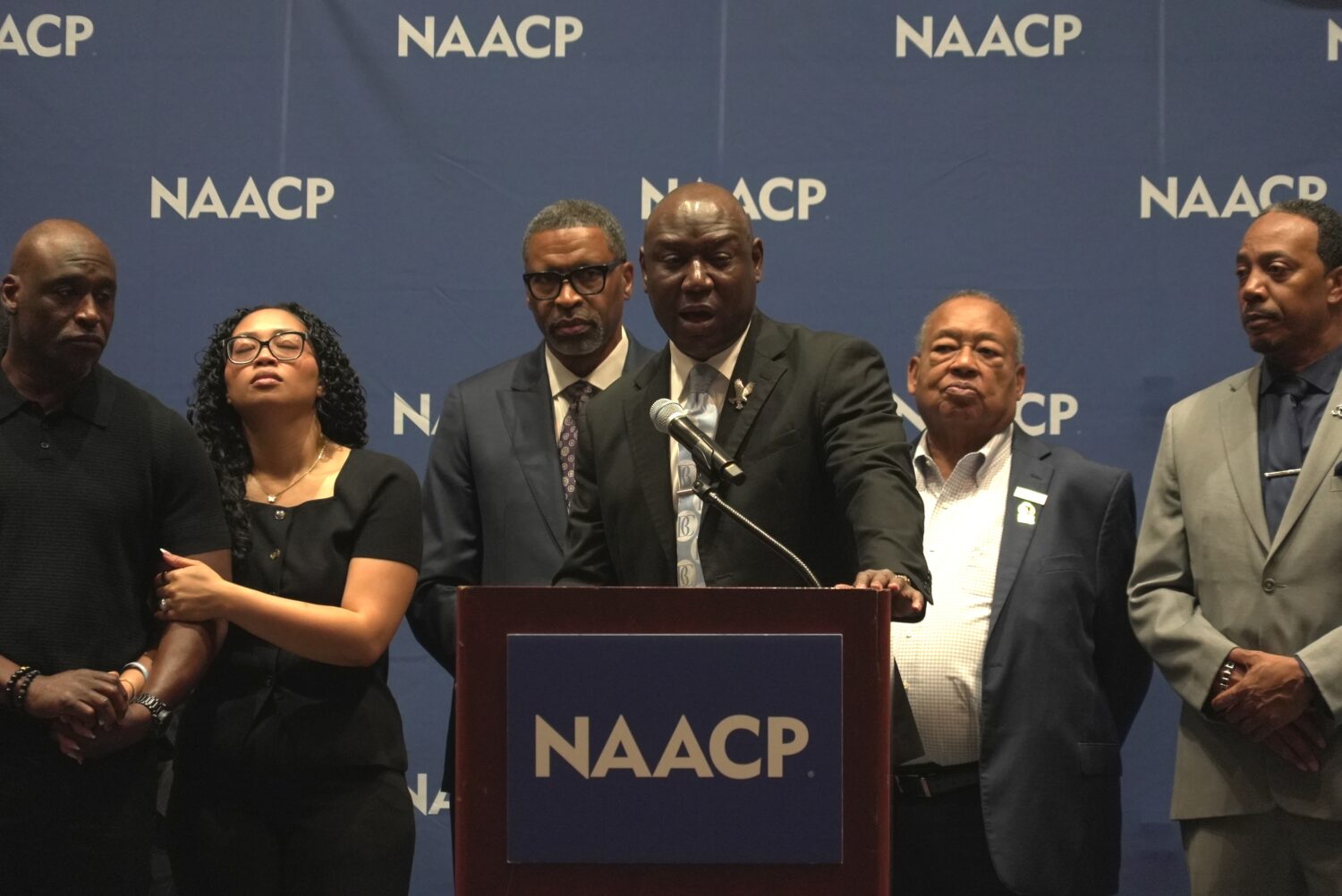 Civil rights attorney Ben Crump speaks at a news conference about the results of an independent aut...