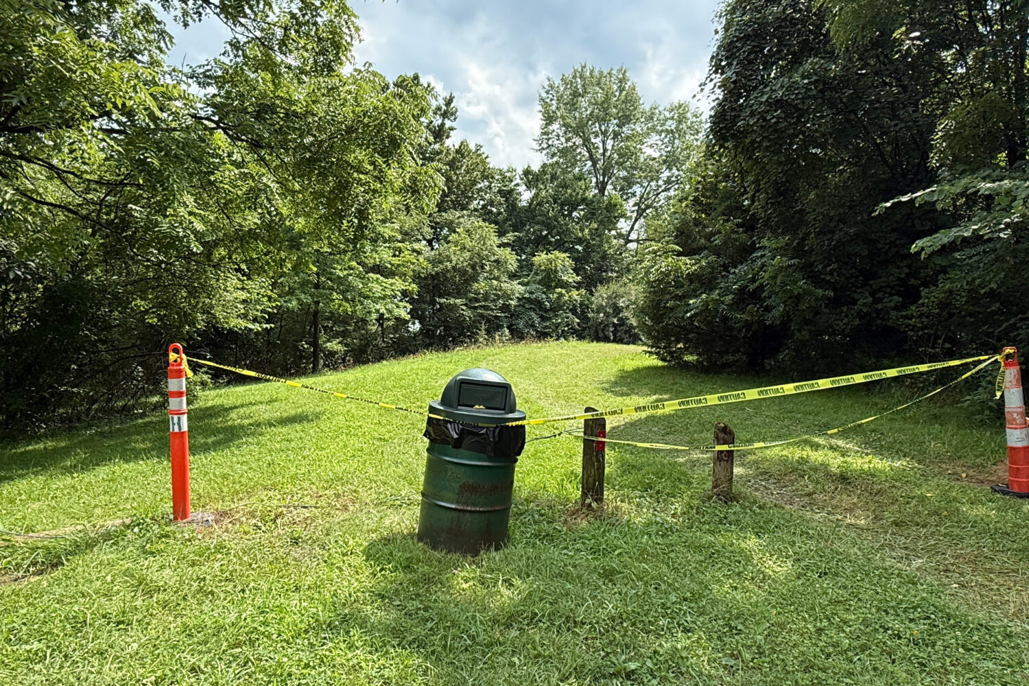 A section of the Riverside Dr Scioto Fishing Area is sectioned off on Tuesday, July 21, 2026, in Po...