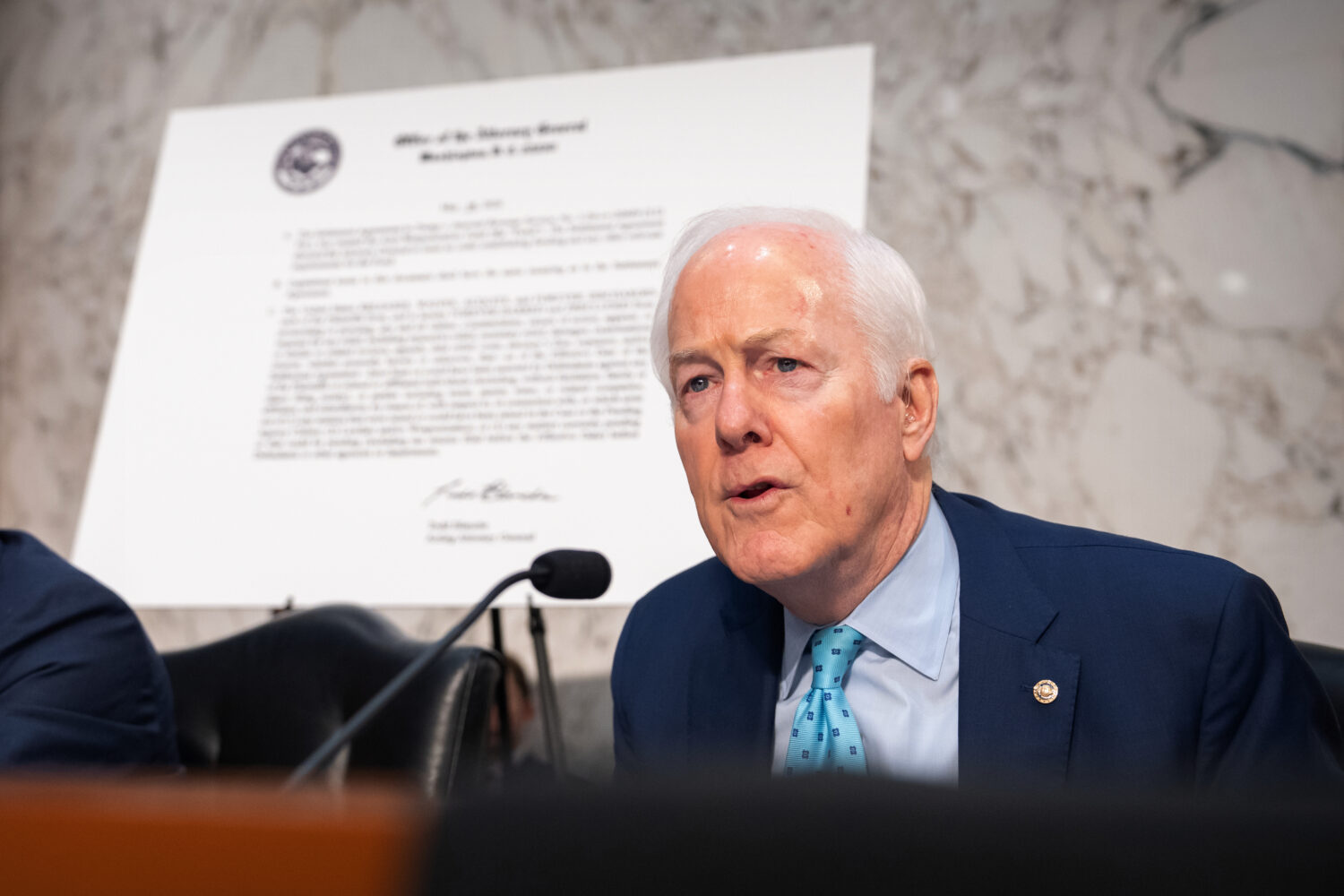 Sen. John Cornyn, R-Texas, speaks during a hearing of the Senate Judiciary Committee with Acting At...