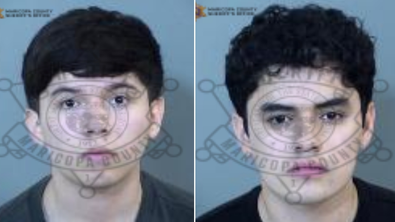 Bruno Gael Rivera, 21, left, and Ramses Rivera, 19, right, were arrested July 8, 2026, on felony ch...