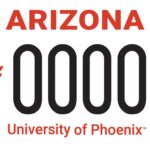 The University of Phoenix plate has been redesigned. (ADOT photo)