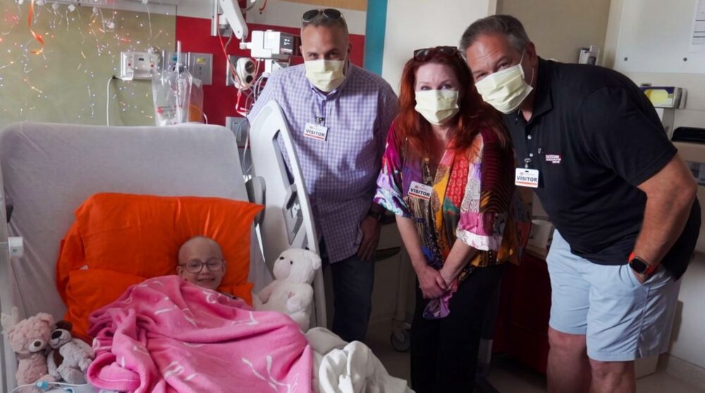 KTAR's Jim Sharpe and LaDona Harvey, along with Arizona Sports' Dave Burns, at Phoenix Children's....