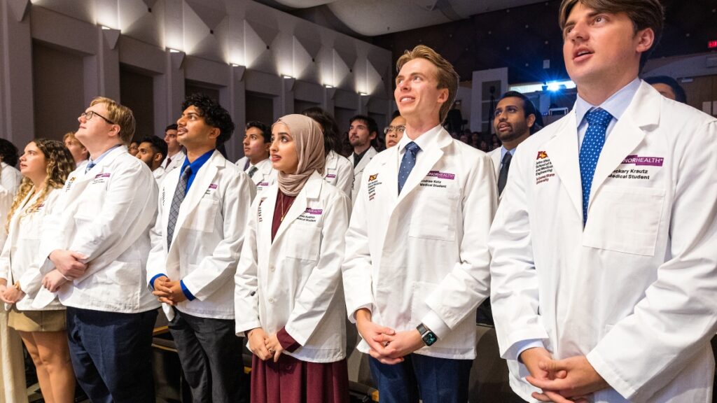 ASU medical school students receive their white coats. (Arizona State University)