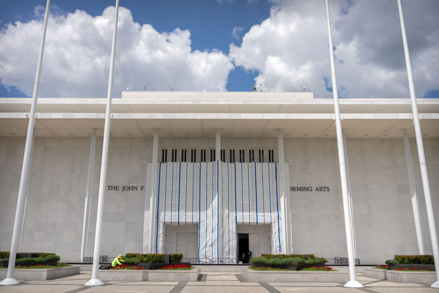 The exterior of the Kennedy Center is seen, Friday, July 31, 2026, in Washington. (AP Photo/Mark Sc...