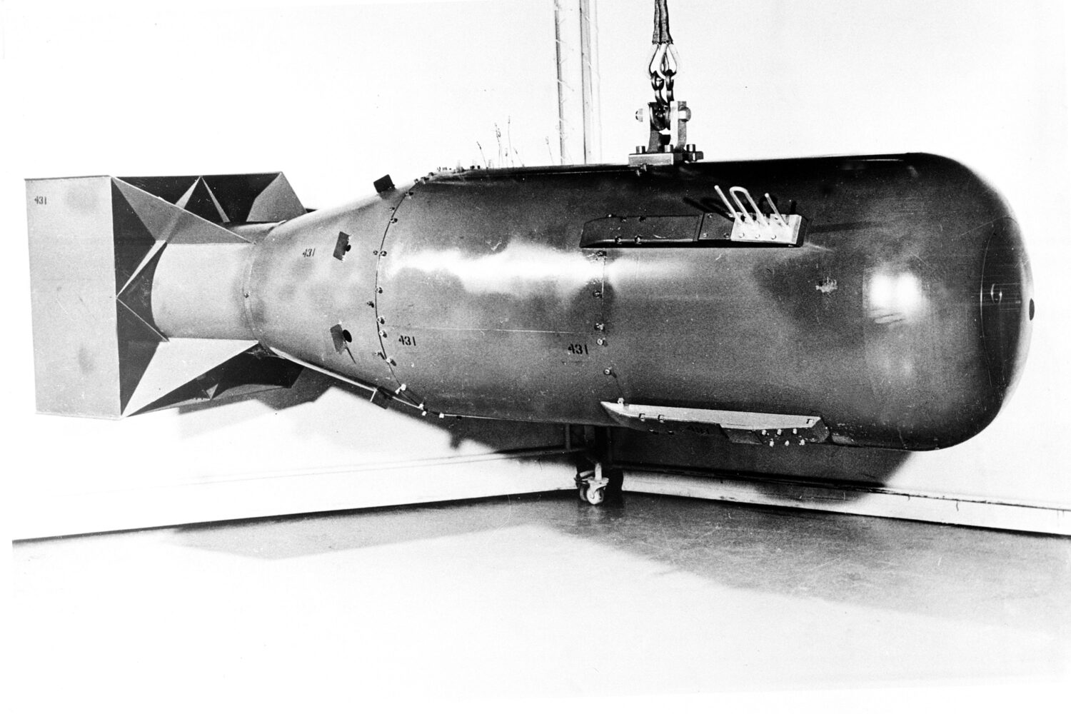 FILE - This is a 1960 photo of a U.S. nuclear weapon of the uranium bomb Little Boy type that was d...