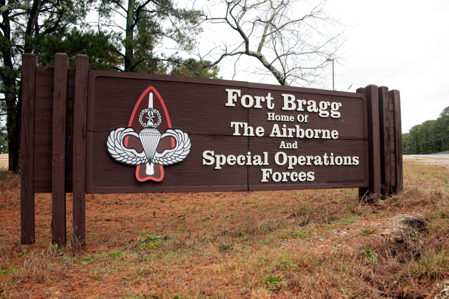 FILE - A sign at Fort Bragg, N.C., is seen, Jan. 4, 2020. (AP Photo/Chris Seward, File)Credit: AP P...