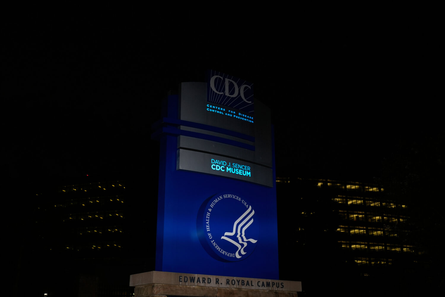 FILE - A sign marks the entrance to the U.S. Centers for Disease Control and Prevention headquarter...