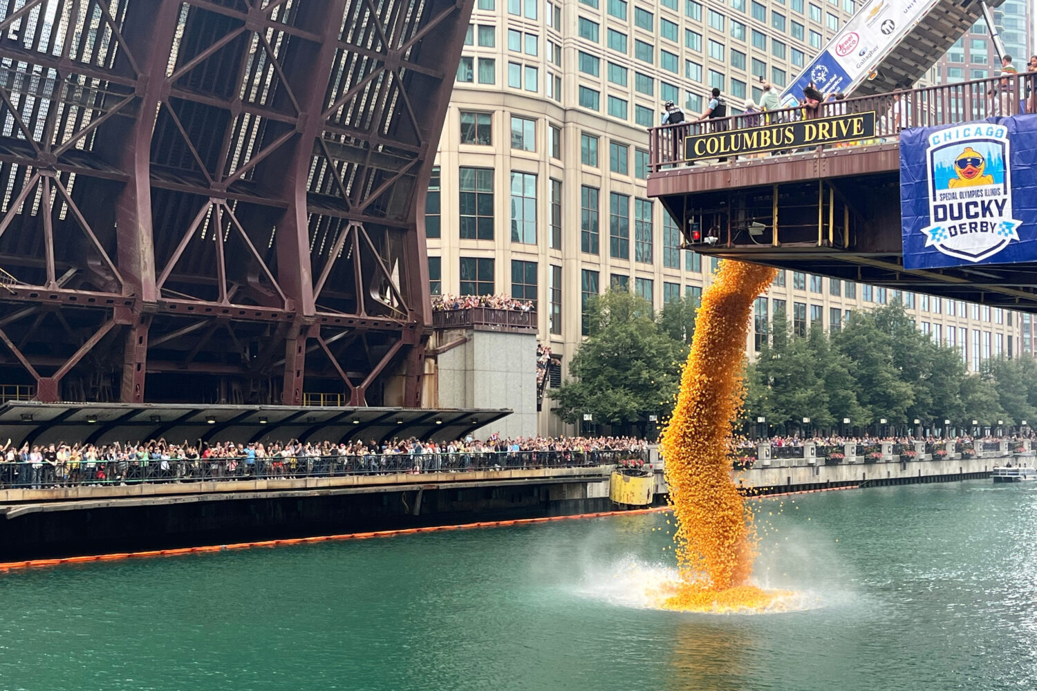 More than 90 thousand rubber ducks are dropped into the Chicago River as part of the annual Chicago...