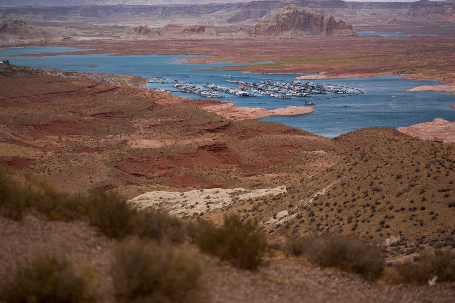 The Wahweap Marina floats on Lake Powell at the Glen Canyon National Recreation Area, Wednesday, Ju...