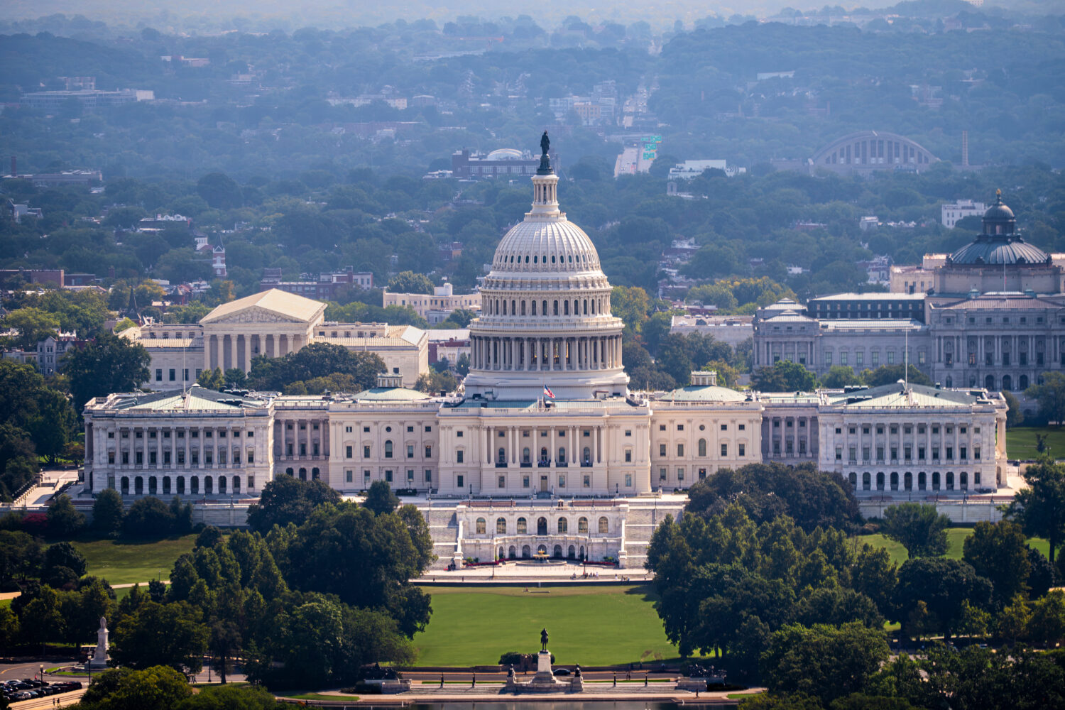 The U.S. Capitol is seen from the Washington Monument in Washington, Friday, Aug. 28, 2026. (AP Pho...