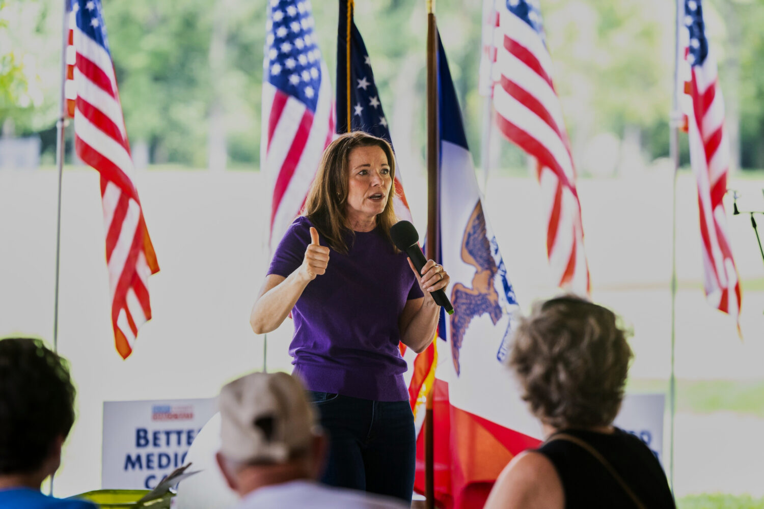 Christina Bohannan, Democratic candidate for U.S. House, speaks during the Scott County Democrats A...